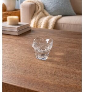 Vintage Clear Glass Votive Candle Holder | Sculpted Glass | 3" x 3"